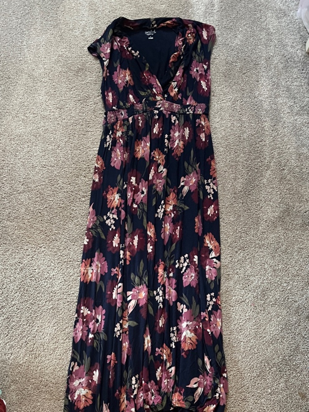 Isabel Maternity by Ingrid & Isabel Navy Maxi Dress with Berry Floral Print